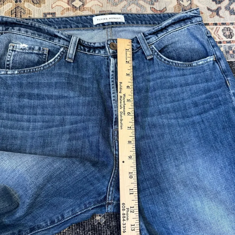Flying Monkey Wide Leg High-Rise Button Fly Raw Hem Jeans Women’s Size 29